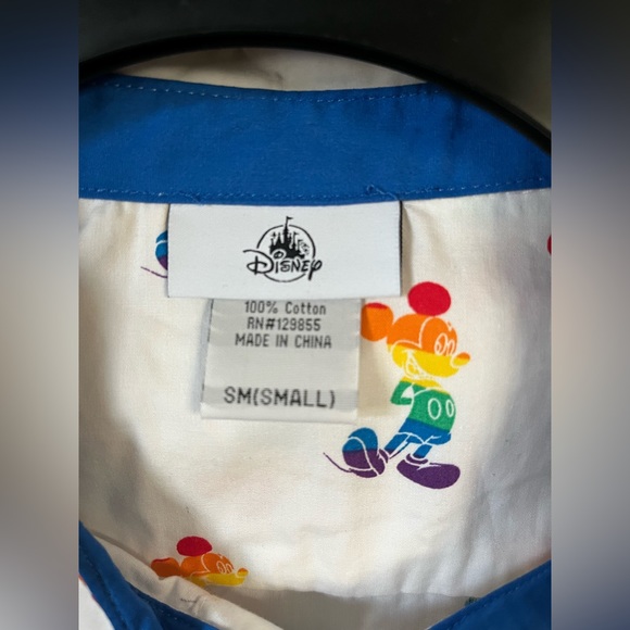 Mickey Mouse Rainbow/Pride Button Down Short Sleeve Shirt - Disney Parks - Picture 4 of 6